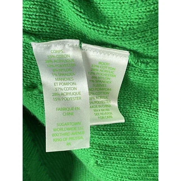 Lilly Pulitzer Women Small Sweater Kippa Dress Green Knit Pom Pom Puff Sleeve - Picture 6 of 7